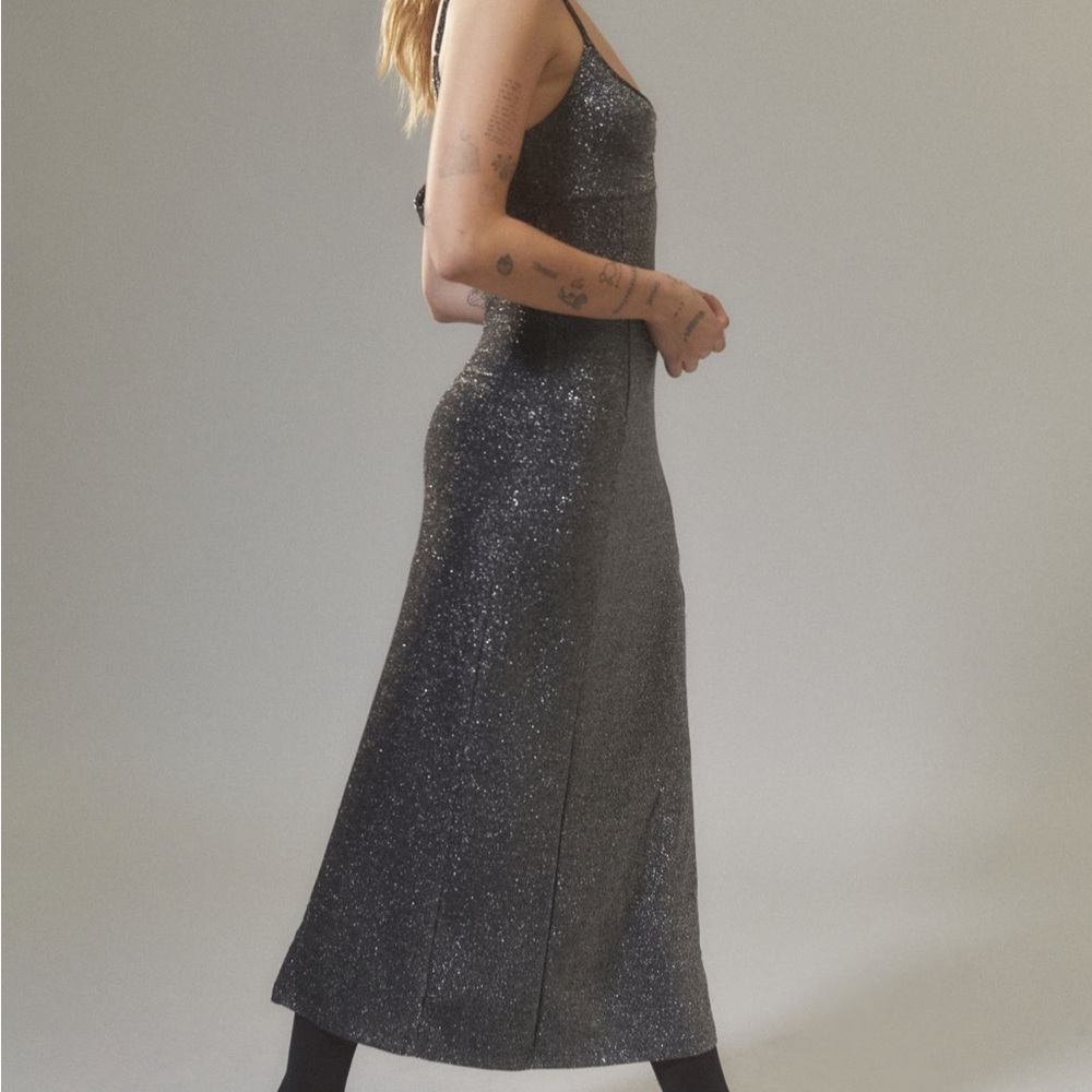 urban outfitters gray silver sparkly calf length dress - Picture 5 of 6
